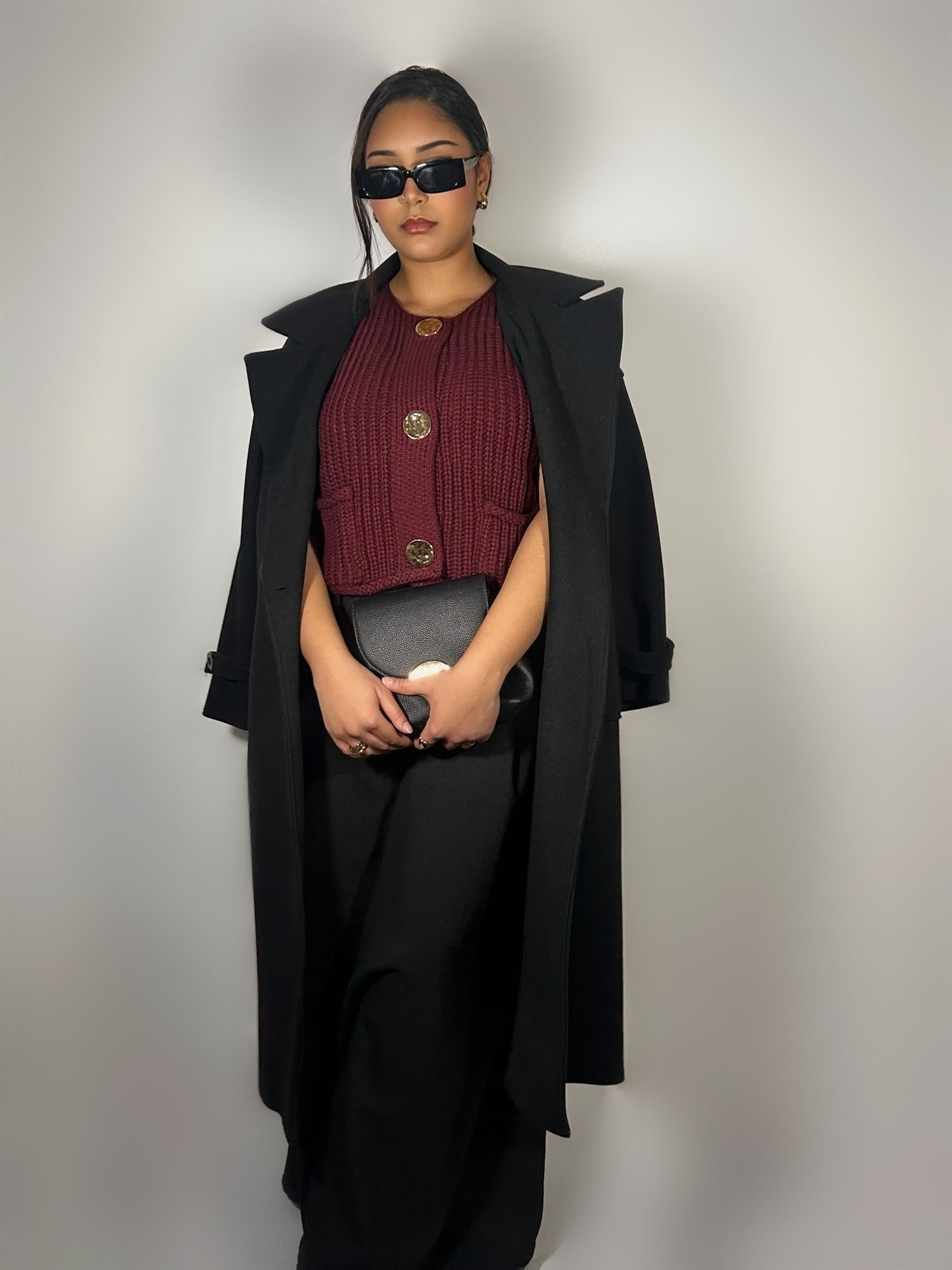 Top en maille épaisse bordeaux