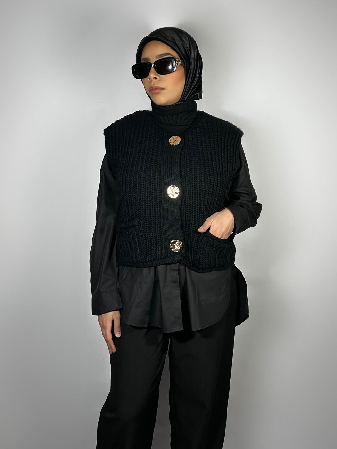 Top en maille épaisse noir