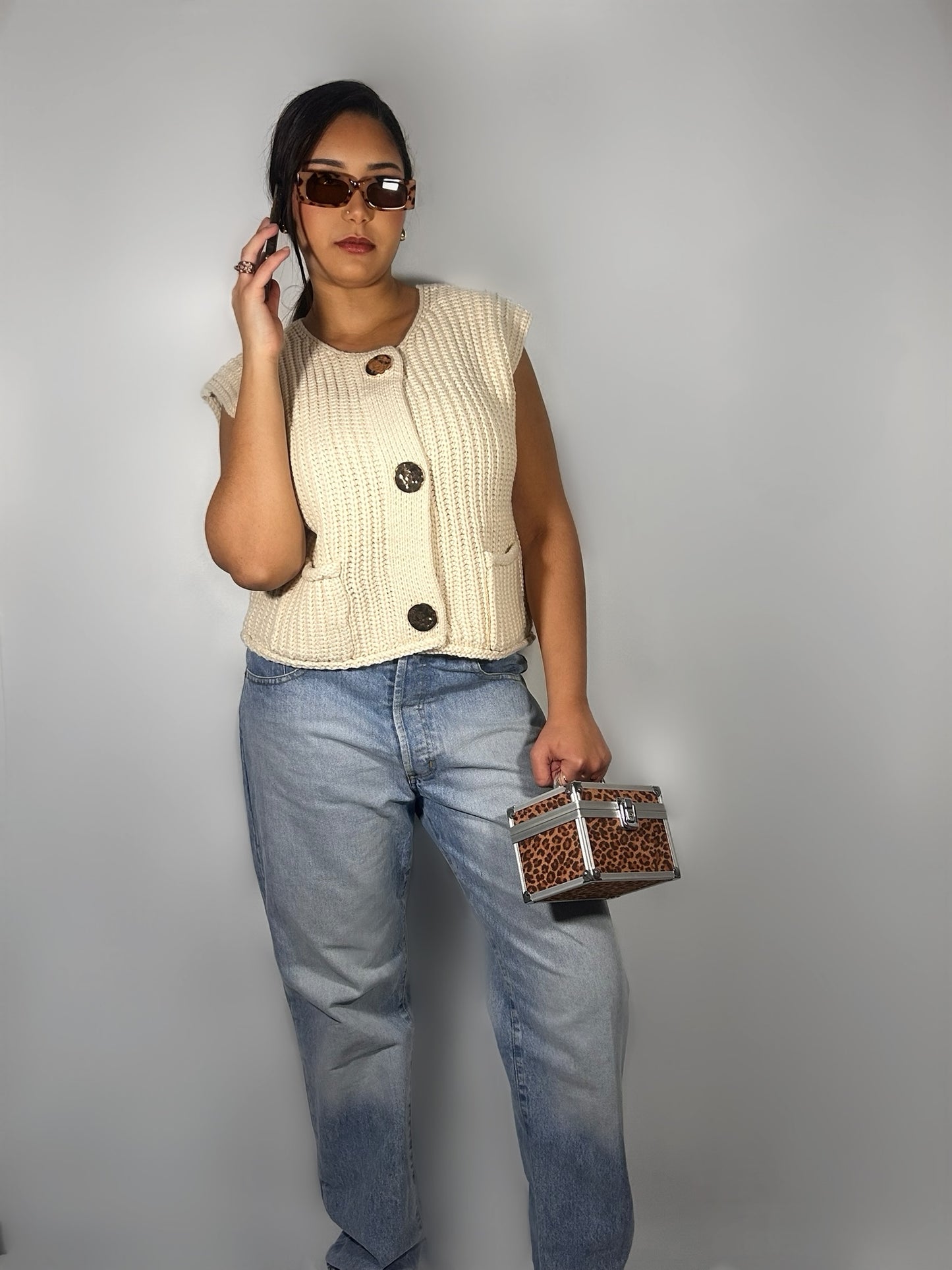 Top en maille épaisse beige