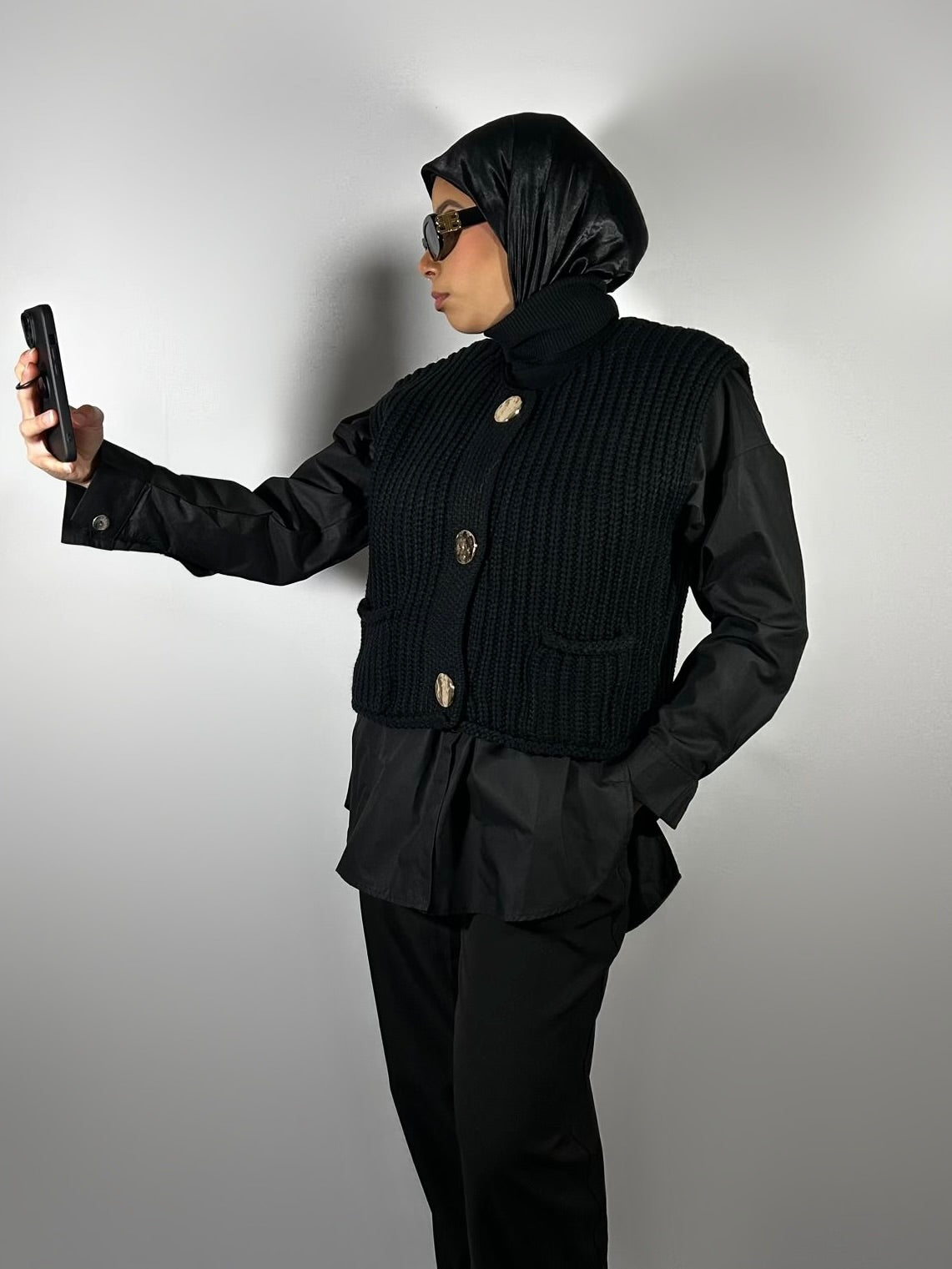 Top en maille épaisse noir