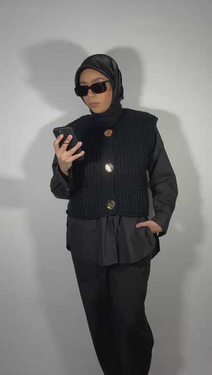 Top en maille épaisse noir